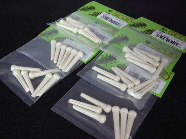 ■【新品・6袋・36本組】F-0003・SCUD・ブリッジピン(色:ホワイト・点無し)・樹脂製・アコギ用・フォークギター拍卖