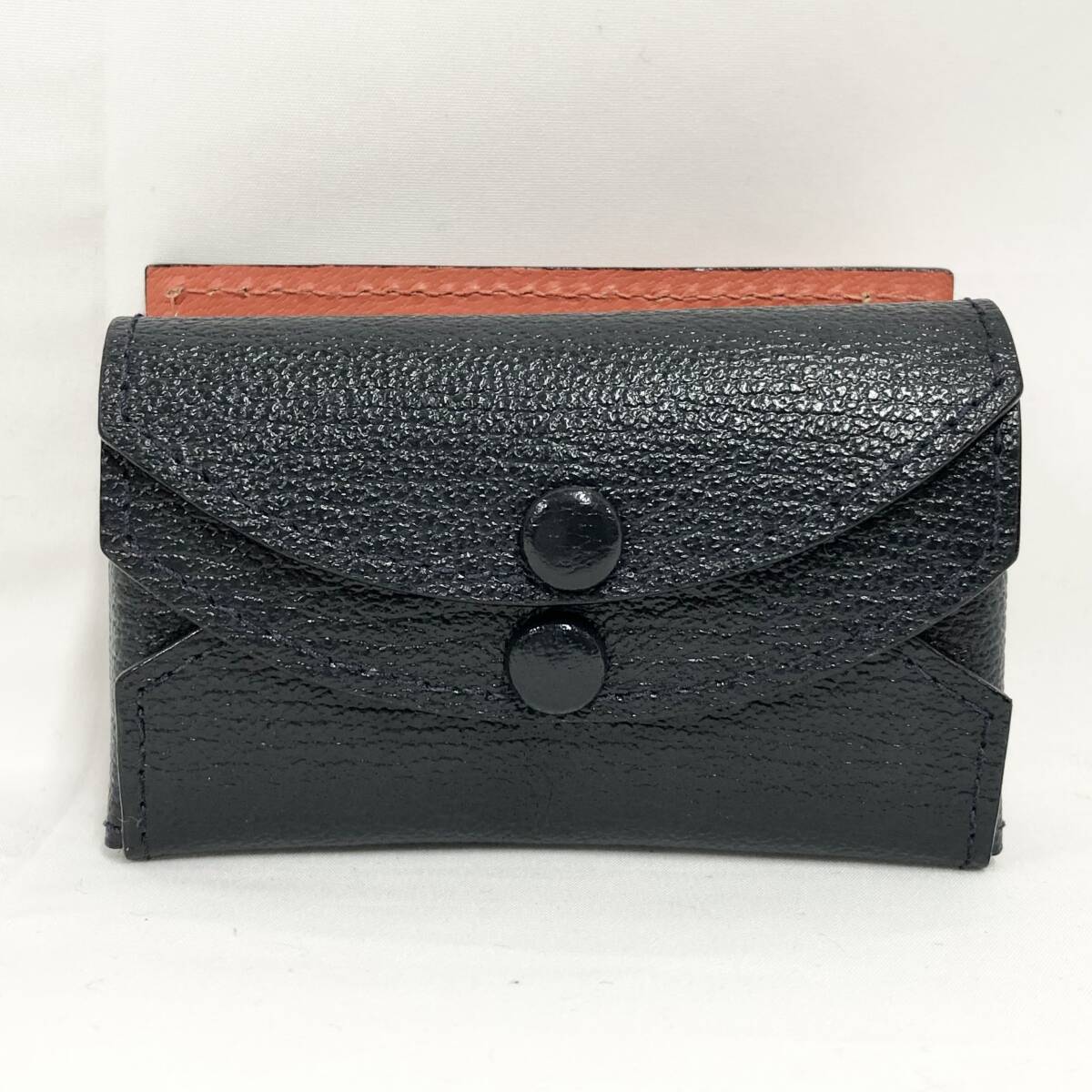 ○★新品未使用 L'arcobaleno (ラルコバレーノ) クロコ スマートマイクロウォレット ブラック×オレンジ★○拍卖