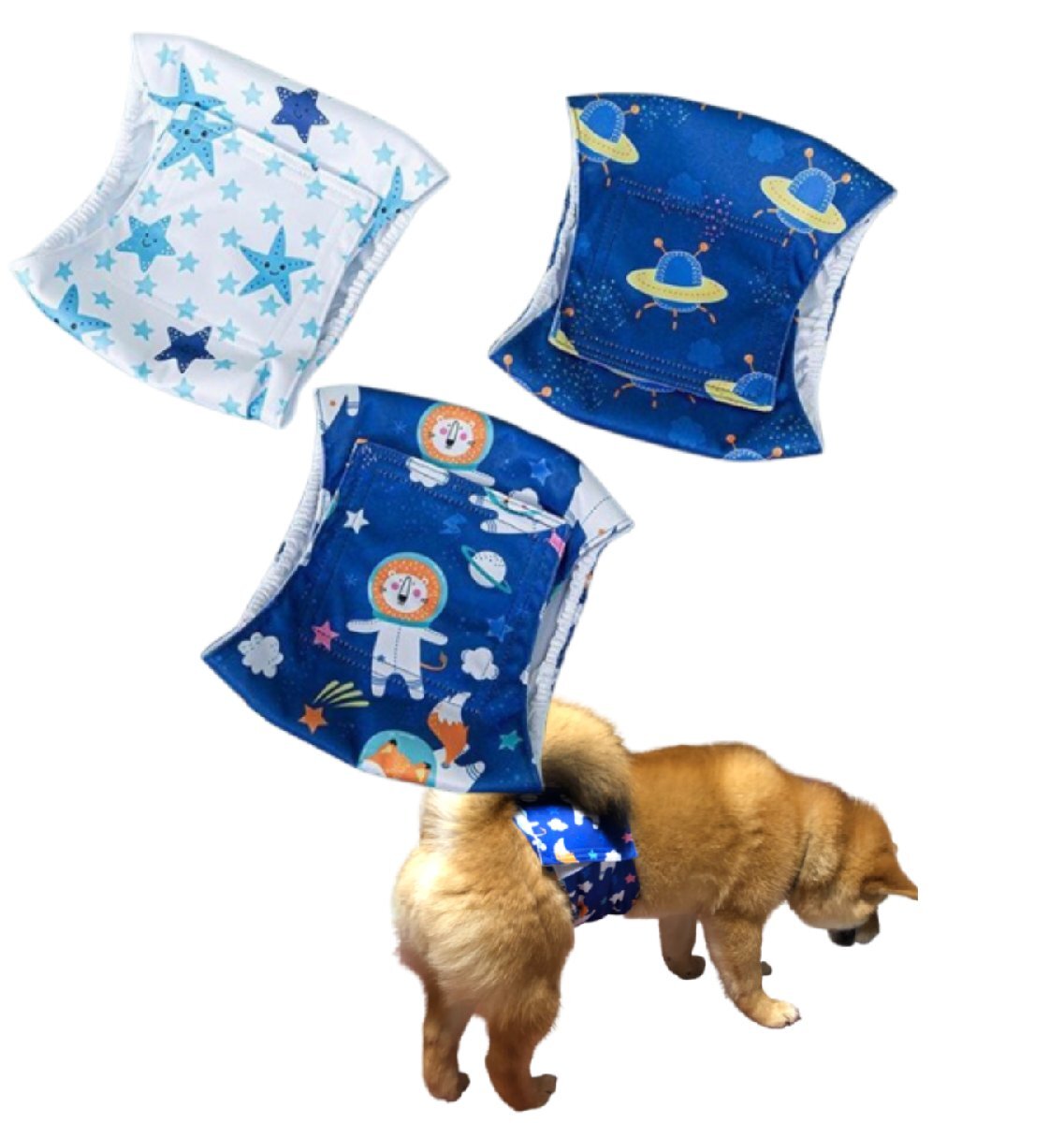 犬服 オス犬マナーベルト3枚 星その他 A柄 送料無料 サイズ XS(胴回り22~29cm、幅11.5cm)、拍卖