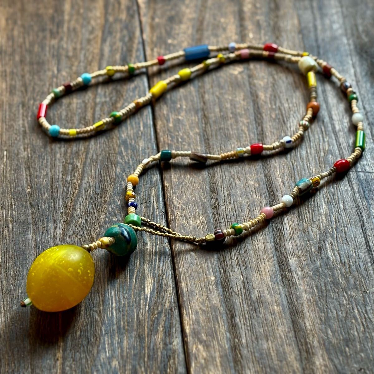 ヴェネチアン ボヘミアン アンティークビーズ 特大 エチオピアンチェリー カンネッテ アフリカンテラコッタ クロボビーズ ネックレス拍卖