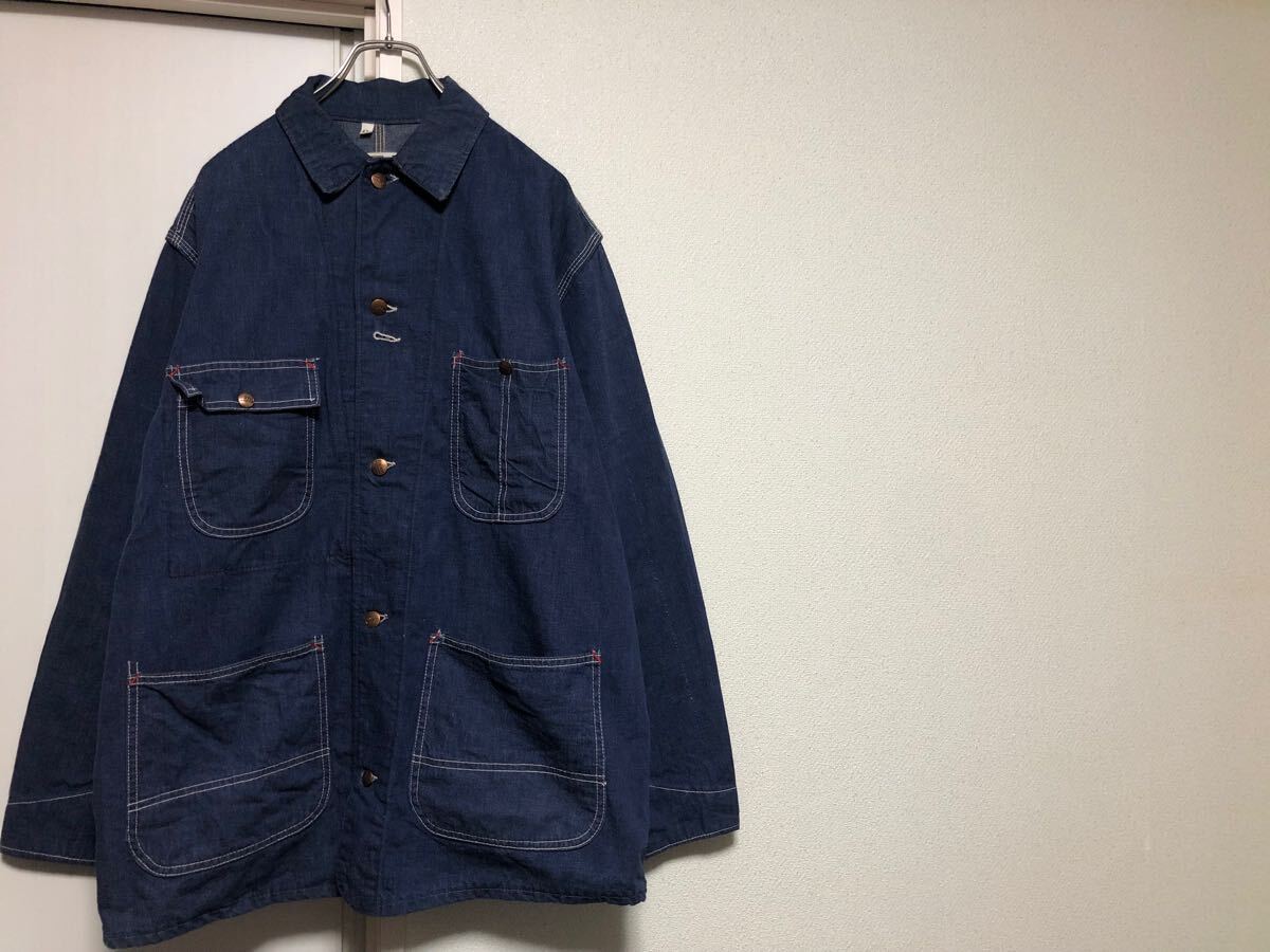 60sヴィンテージMADE IN USAアメリカ製MONGOMERY WARDモンゴメリーワードカバーオールジャケットチョアJKTsize42濃紺ユニオンチケットあり拍卖