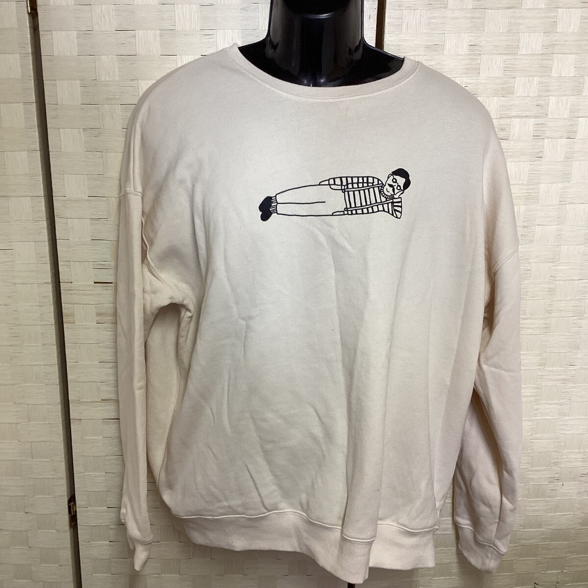 メンズ 長袖 トレーナー アイボリー Mサイズ 可愛い (し48)拍卖