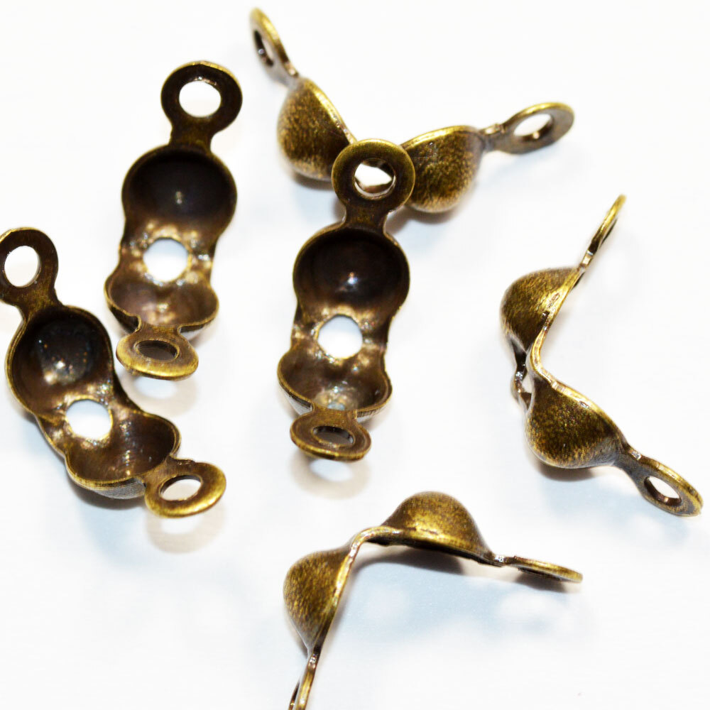 アクセサリーパーツ 金具 ダブルチップ 2カン付き 中 3.5mm玉 金古美 アンティークゴールド 基礎金具拍卖