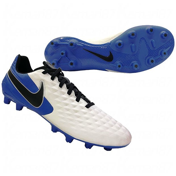 美品★ナイキ レジェンド 8 アカデミー HG ホワイト×ブルー サッカーシューズ スパイク US9 JP27cm 天然皮革拍卖