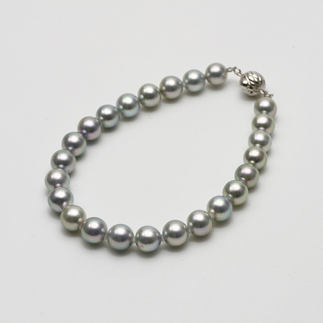 アコヤ真珠パールブレスレット 7.0-7.5mm グレーカラー拍卖