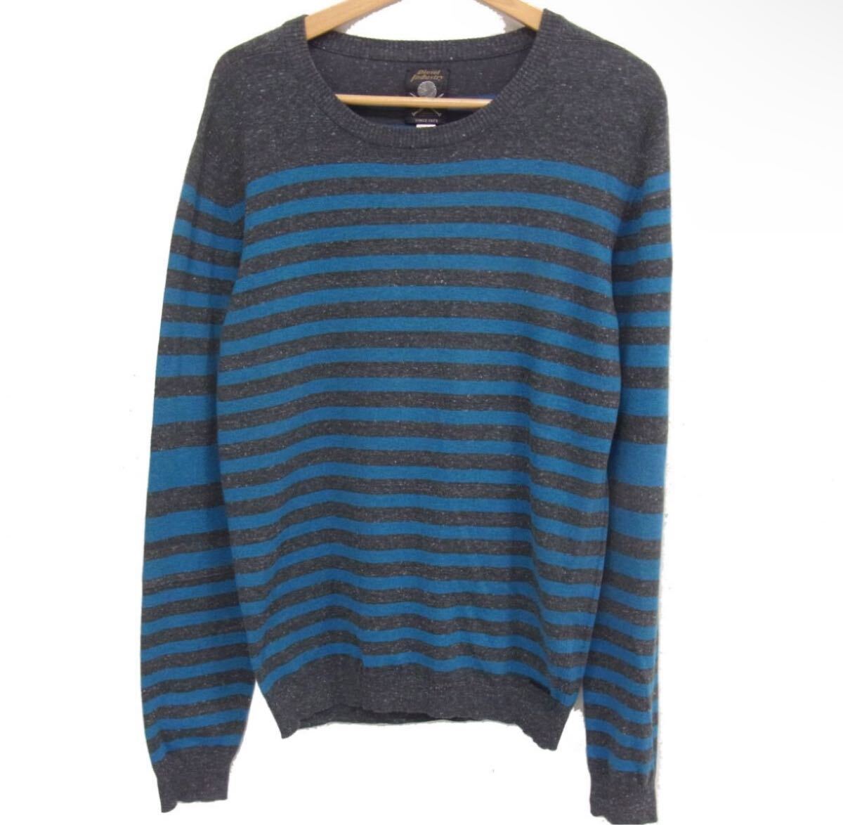 美品6万円程☆DIESEL ディーゼル セーター ニット ボーダー柄 メンズL拍卖