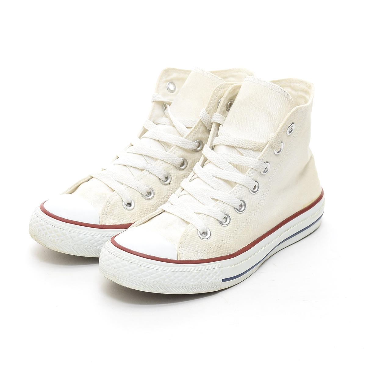 □489479 CONVERSE コンバース ハイカットスニーカー ○ALL STAR オールスター 1604 サイズ22.5cm キャンバス レディース オフホワイト拍卖