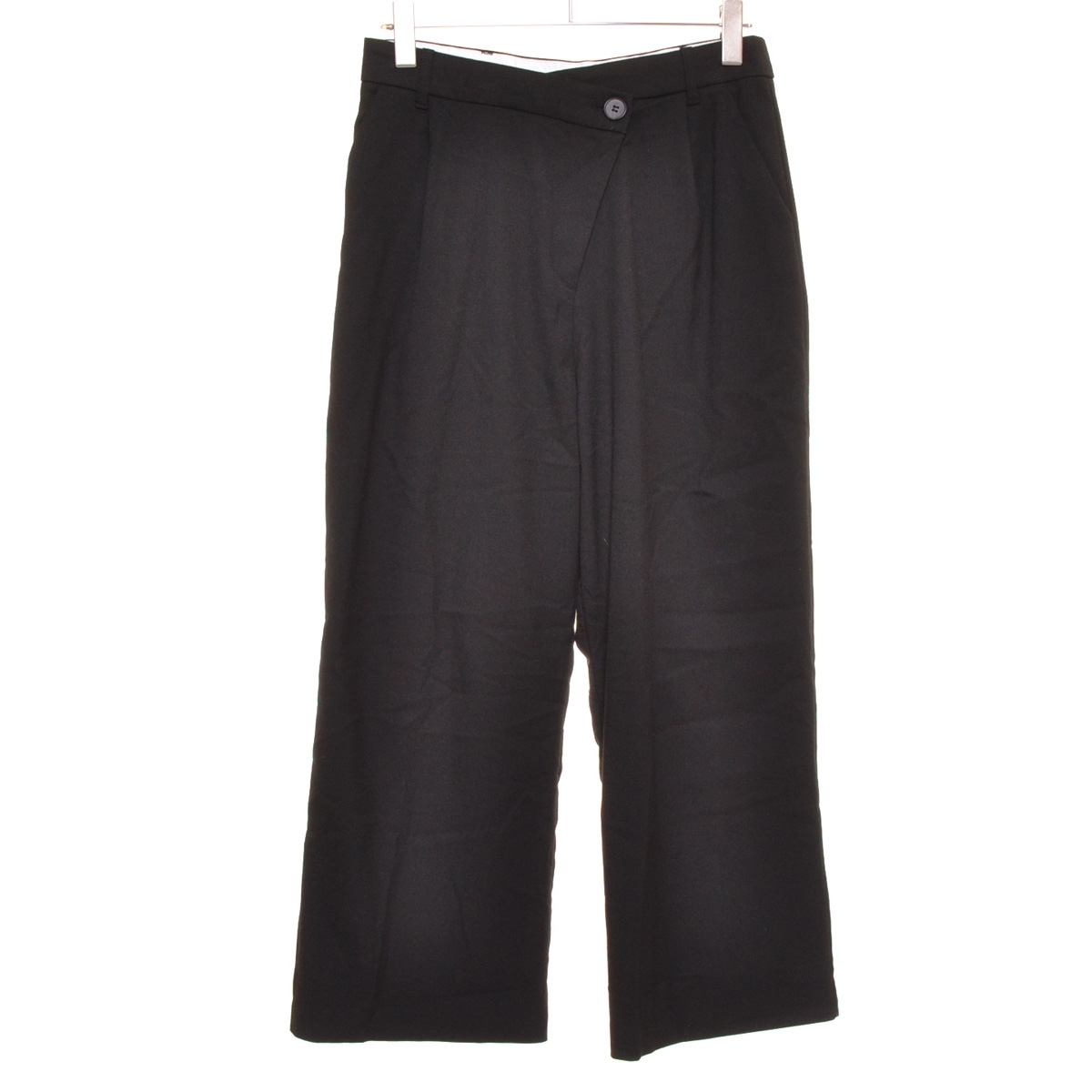 ■458592 ZARA ザラ ●スラックス タックワイドストレートパンツ サイズM レディース ブラック拍卖