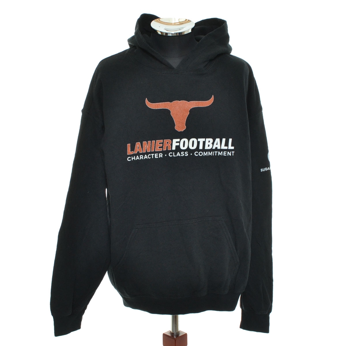 〇503797 GILDAN ギルダン ○スウェットパーカー 長袖 プルオーバー 『LANIER FOOTBALL』 ★ サイズL メンズ ブラック拍卖