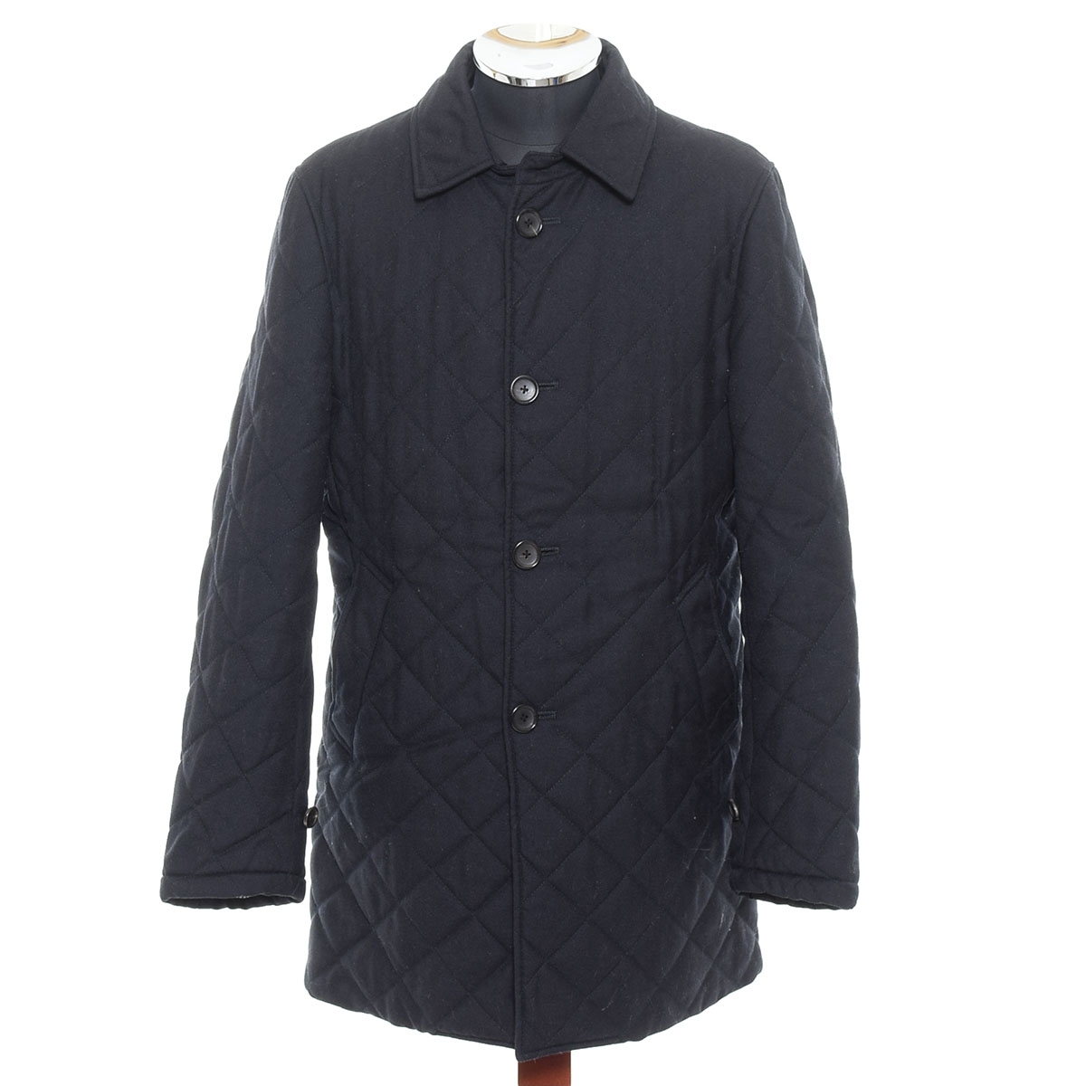 〇508993 EDIFICE エディフィス ◯ステンカラーコート キルティング サイズ46 メンズ ネイビー拍卖