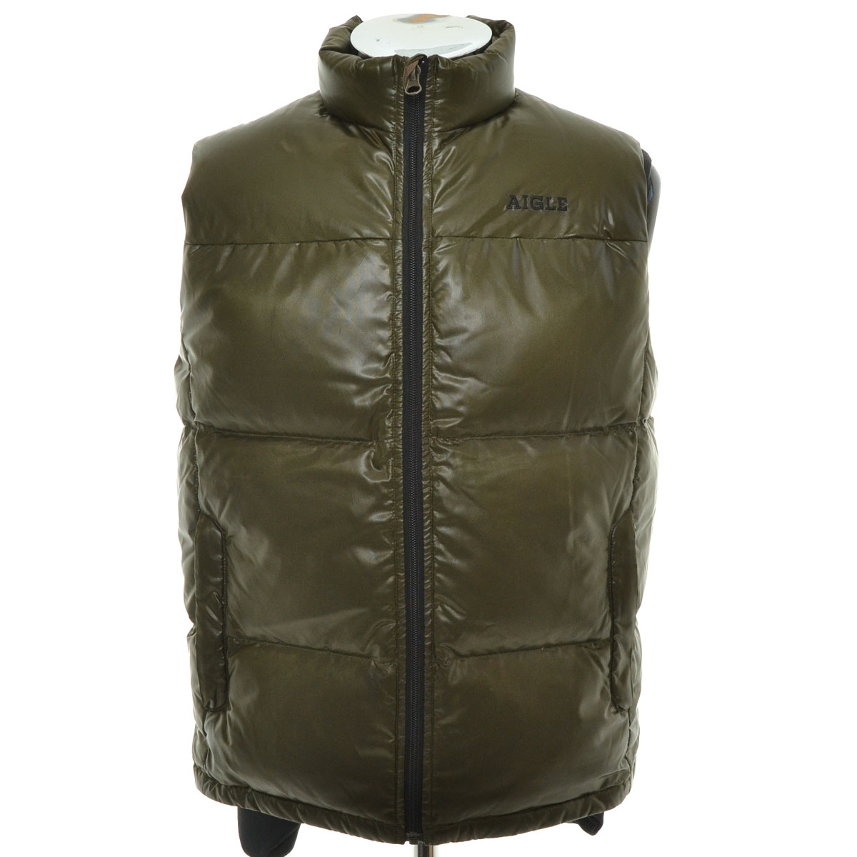 〇524568 AIGLE エーグル ○ダウンベスト サイズS メンズ ダークグリーン拍卖