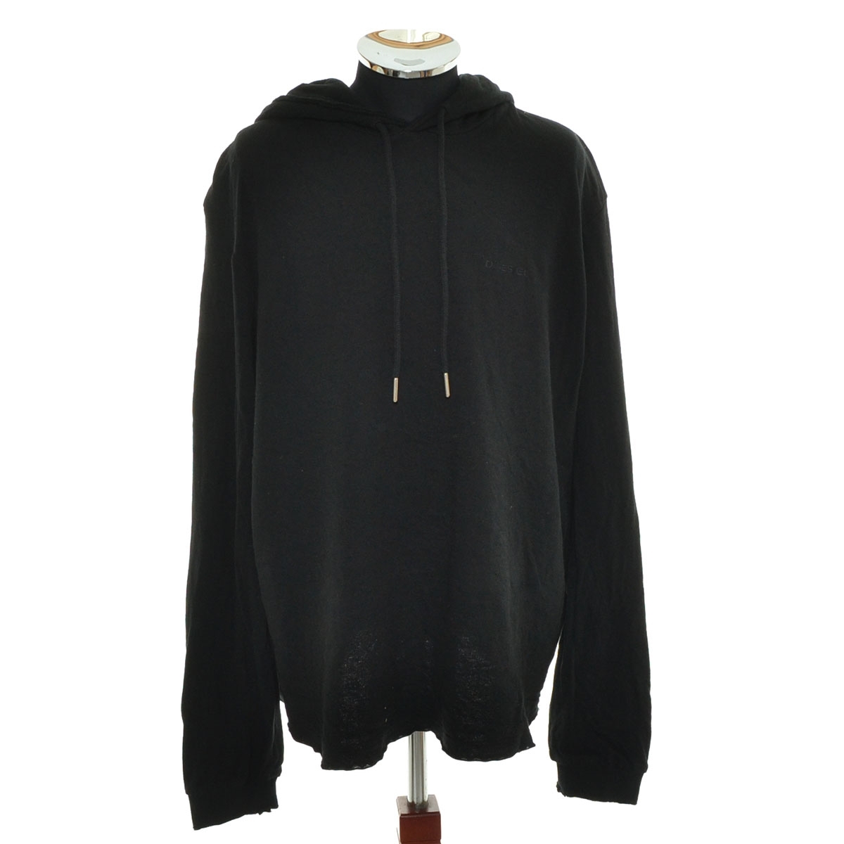 〇527379 DIESEL ディーゼル ◯パーカー フードシャツ カットオフ ライト サイズXL メンズ ブラック拍卖