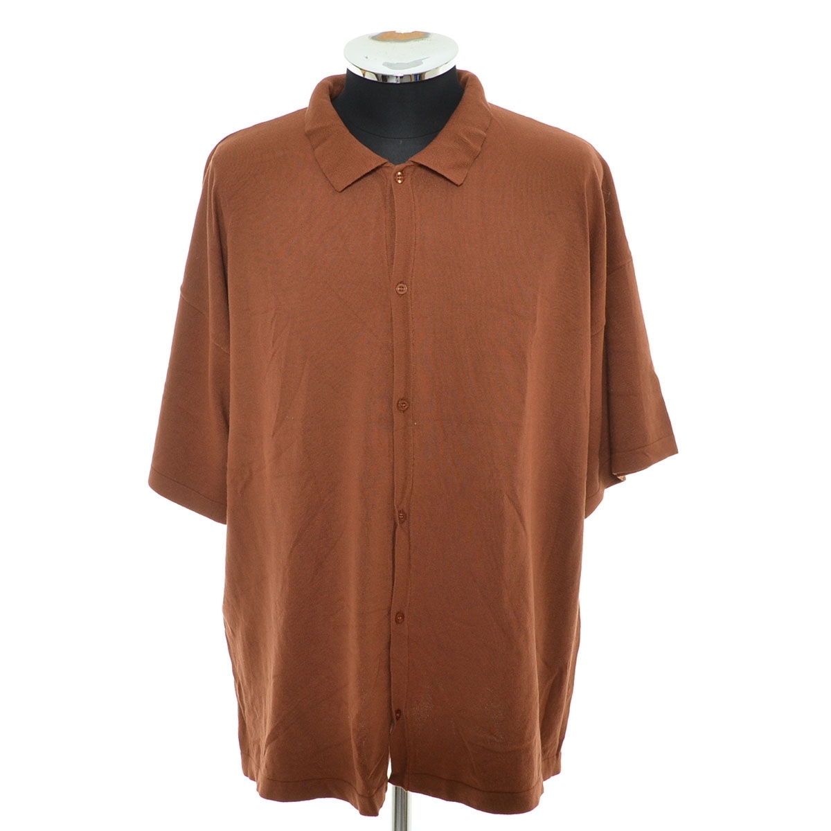 〇530656 MORGAN HOMME モルガンオム ○半袖 シャツ ニットシャツ サイズL メンズ ブラウン拍卖