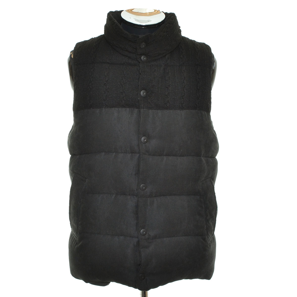 〇526355 TESS ○中綿 ベスト ニットヨーク サイズM メンズ ブラック グレー拍卖