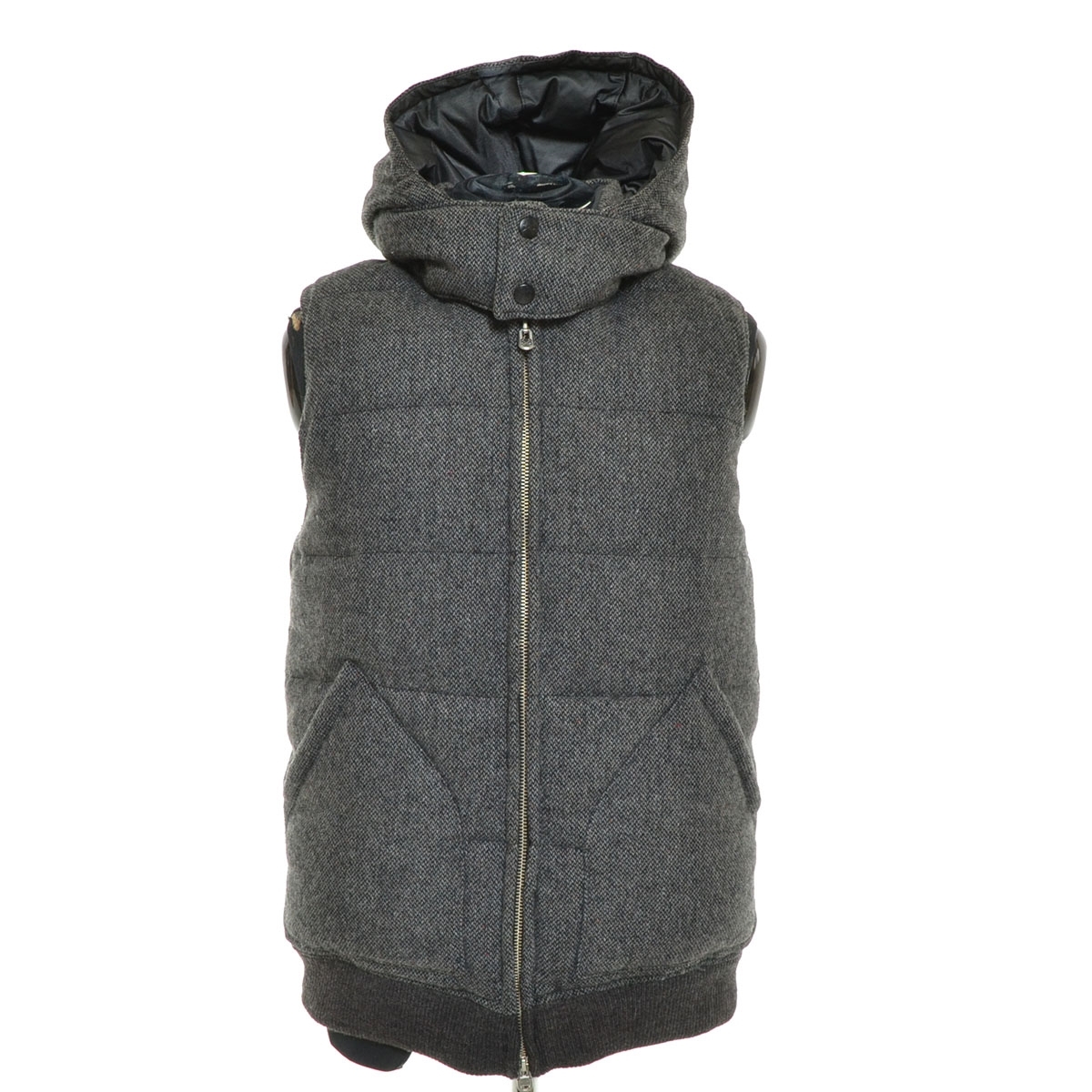 〇532647 White Mountaineering ○ダウンベスト GORE-WINDSTOPPER WOOL NEP TWEED DOWN VEST WM1073223 サイズS メンズ グレー拍卖