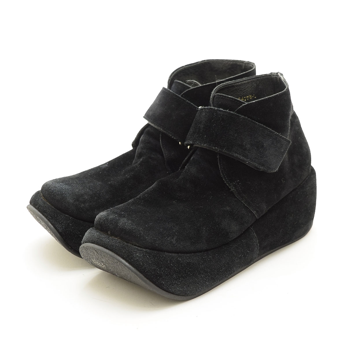 □533257 MODE KAORI モード カオリ ○ショートブーツ 厚底スウェードストラップ サイズL(24.0-24.5cm相応) レディース ブラック拍卖