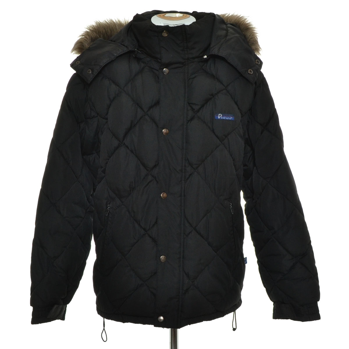 〇536082 PEN FIELD ペンフィールド ◯マウンテンパーカー ジャケット 中綿 キルティング フードファー サイズM メンズ ブラック拍卖
