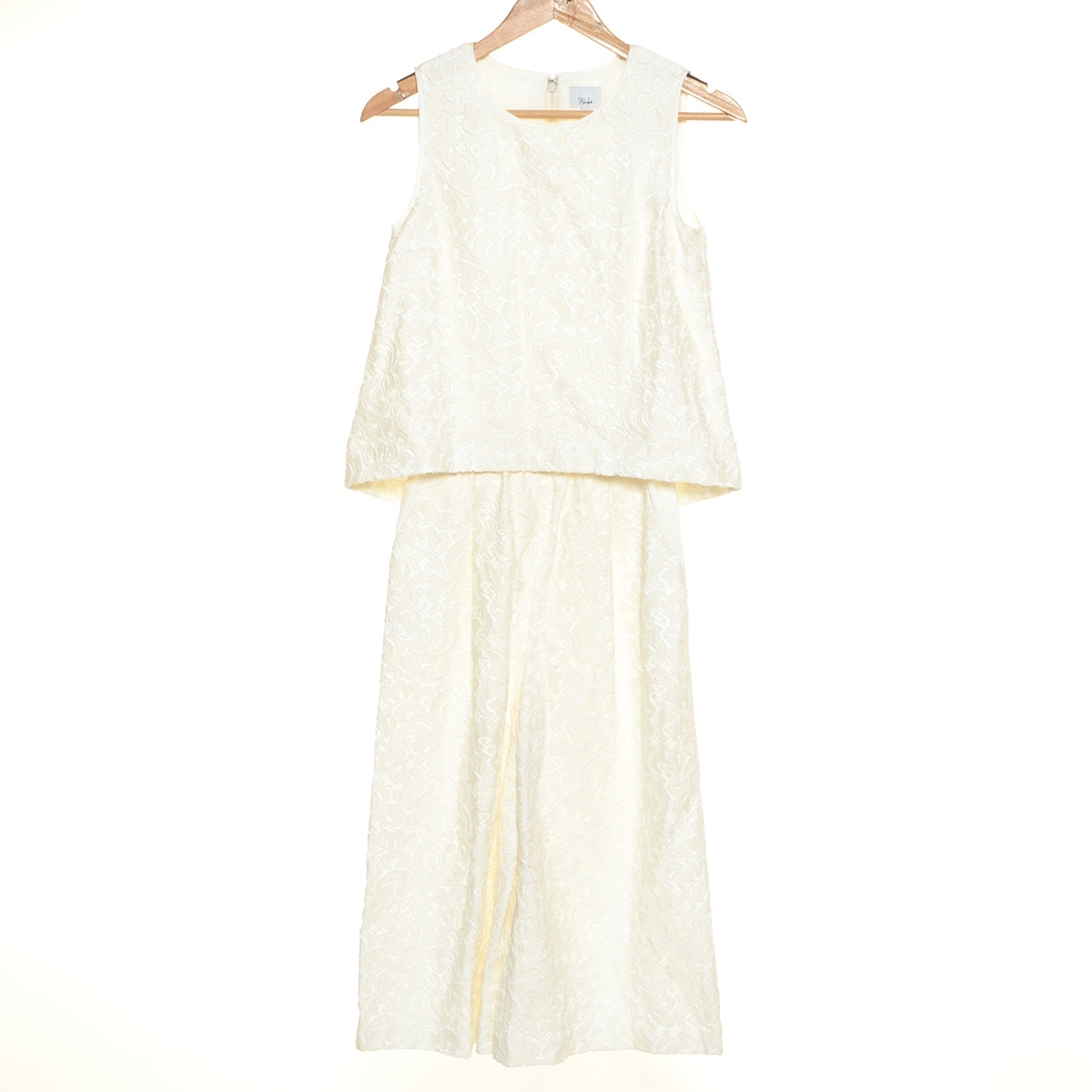 □462536 PalinkA パリンカ パル ○総レースノースリーブワイドパンツオールインワン サイズ36 レディース ホワイト拍卖