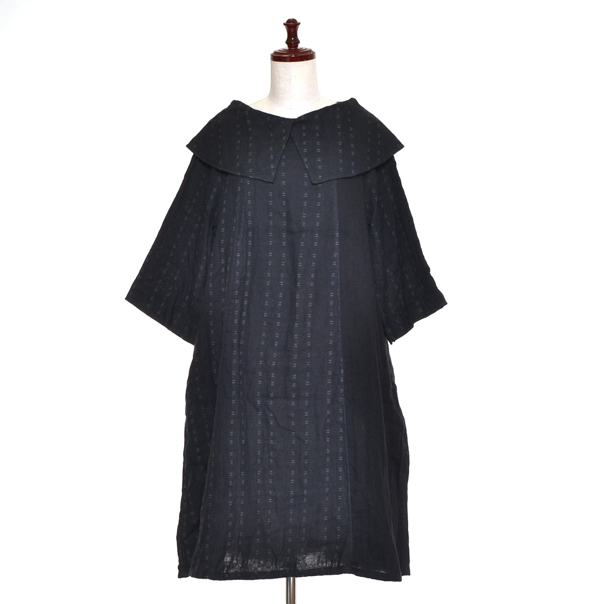 □484532 Rita リタ ◯ワンピース コットンガーゼビックカラーOP レディース ブラック拍卖