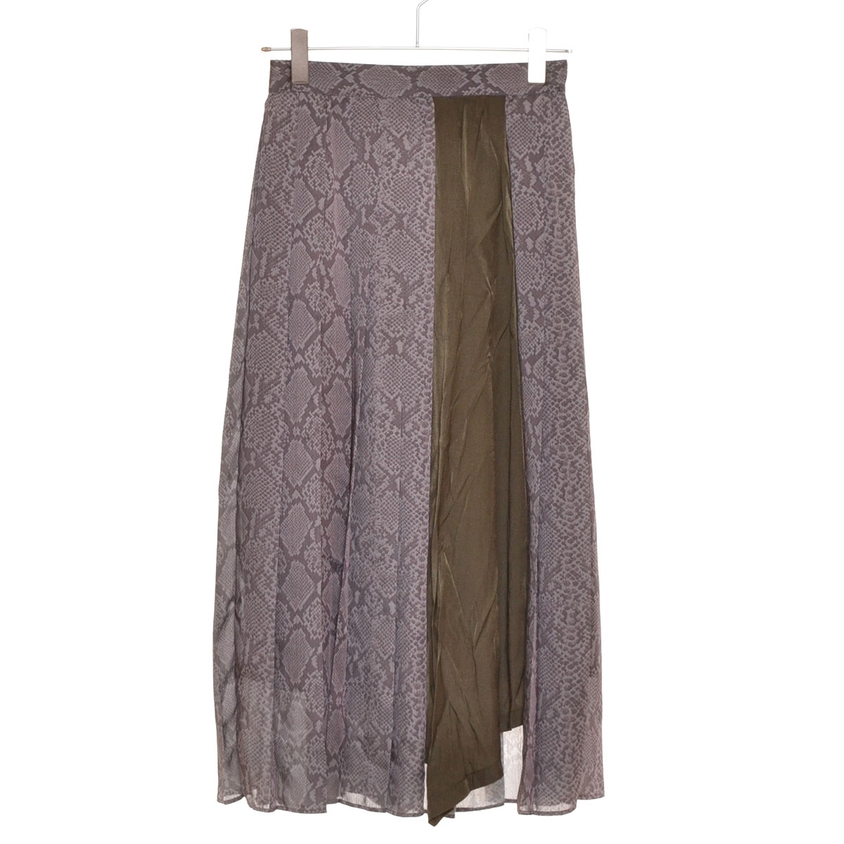 □494712 ROSE BUD ローズバッド ○ロングスカート パイソンプリントプリーツスカート 600-9134008 サイズF レディース グレー拍卖