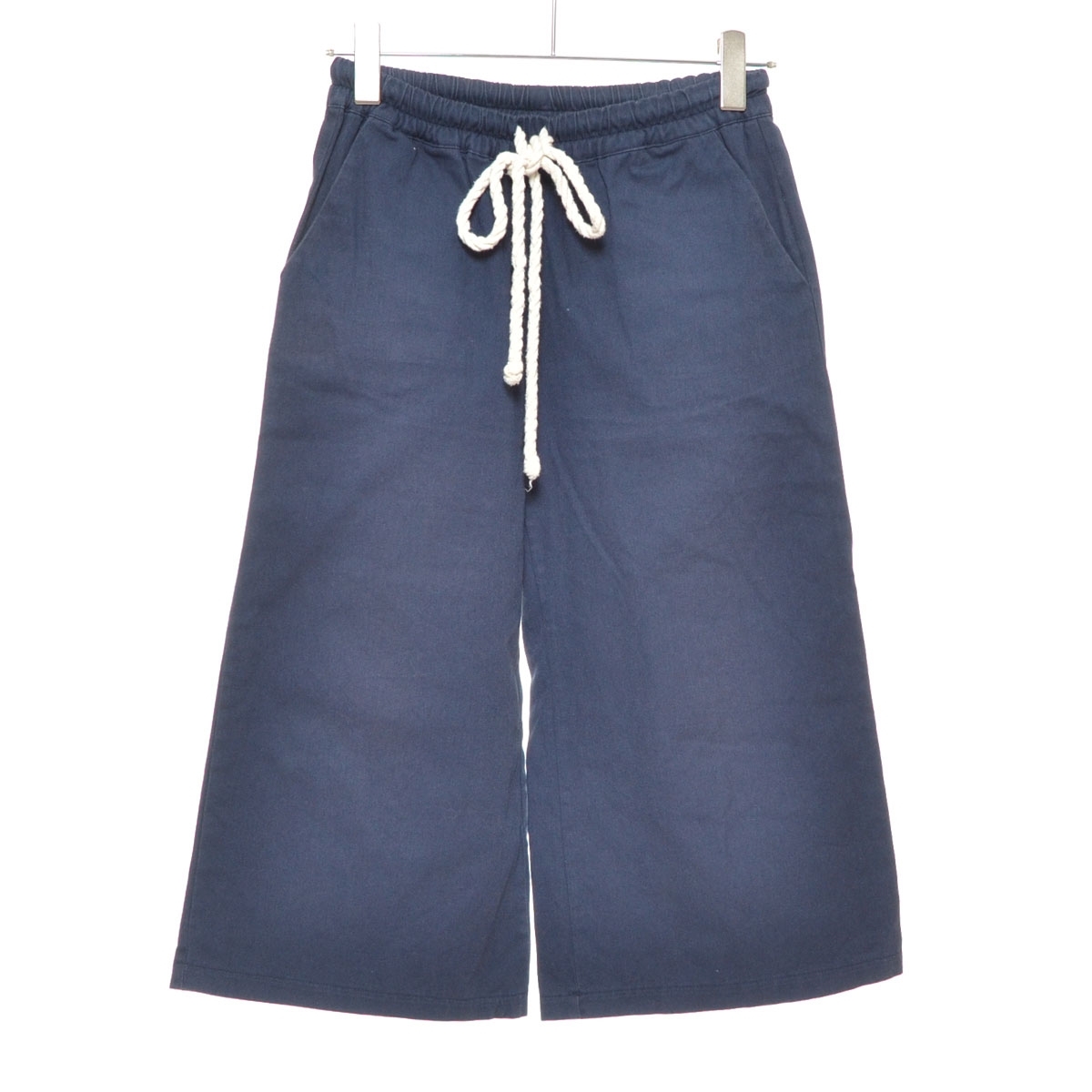 □297108 ナルシス □ワイドパンツ クロップド サイズF レディース ネイビー拍卖