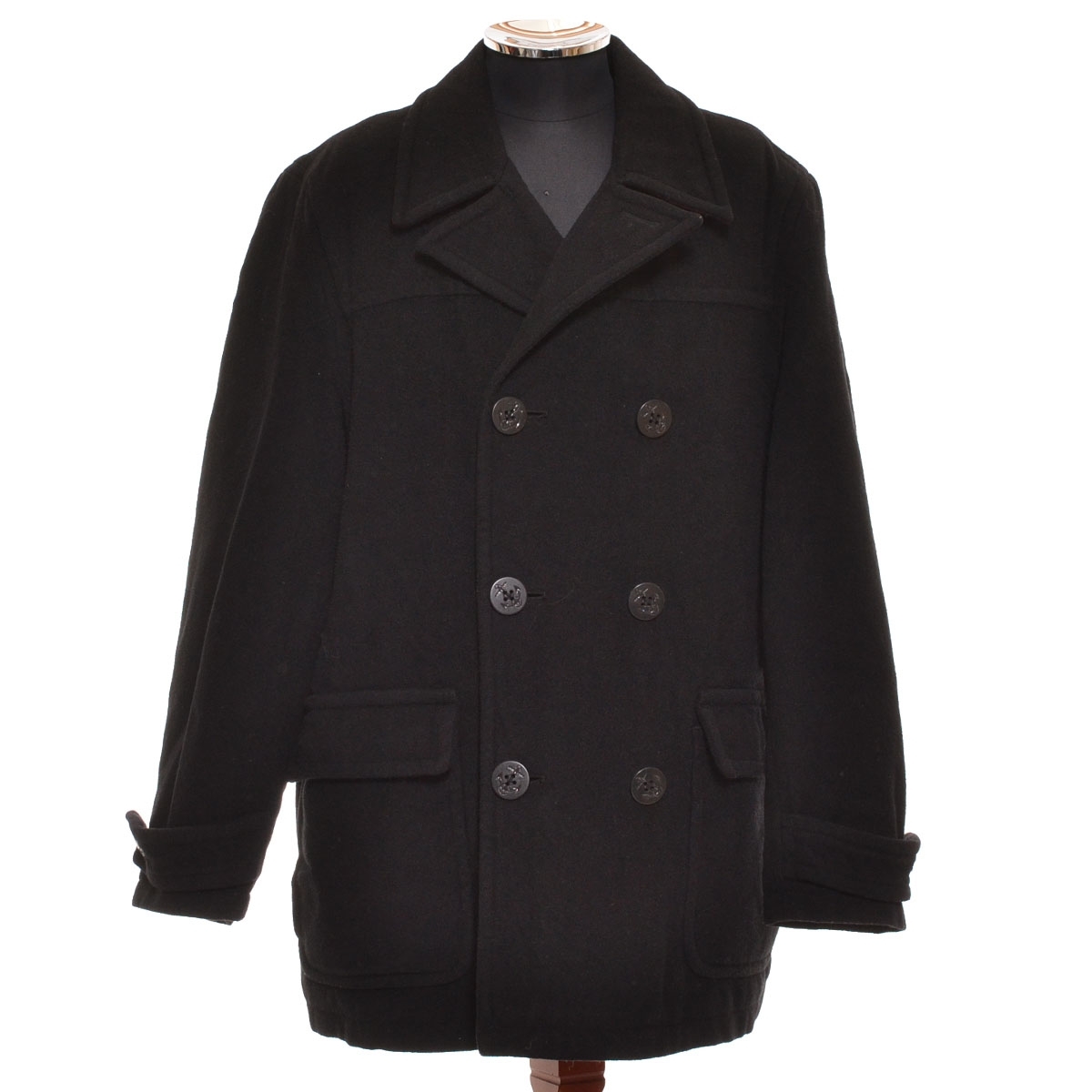 〇486102 TOMMY HILFIGER トミーヒルフィガー ○ピーコート Pコート メルトン サイズL メンズ ブラック拍卖