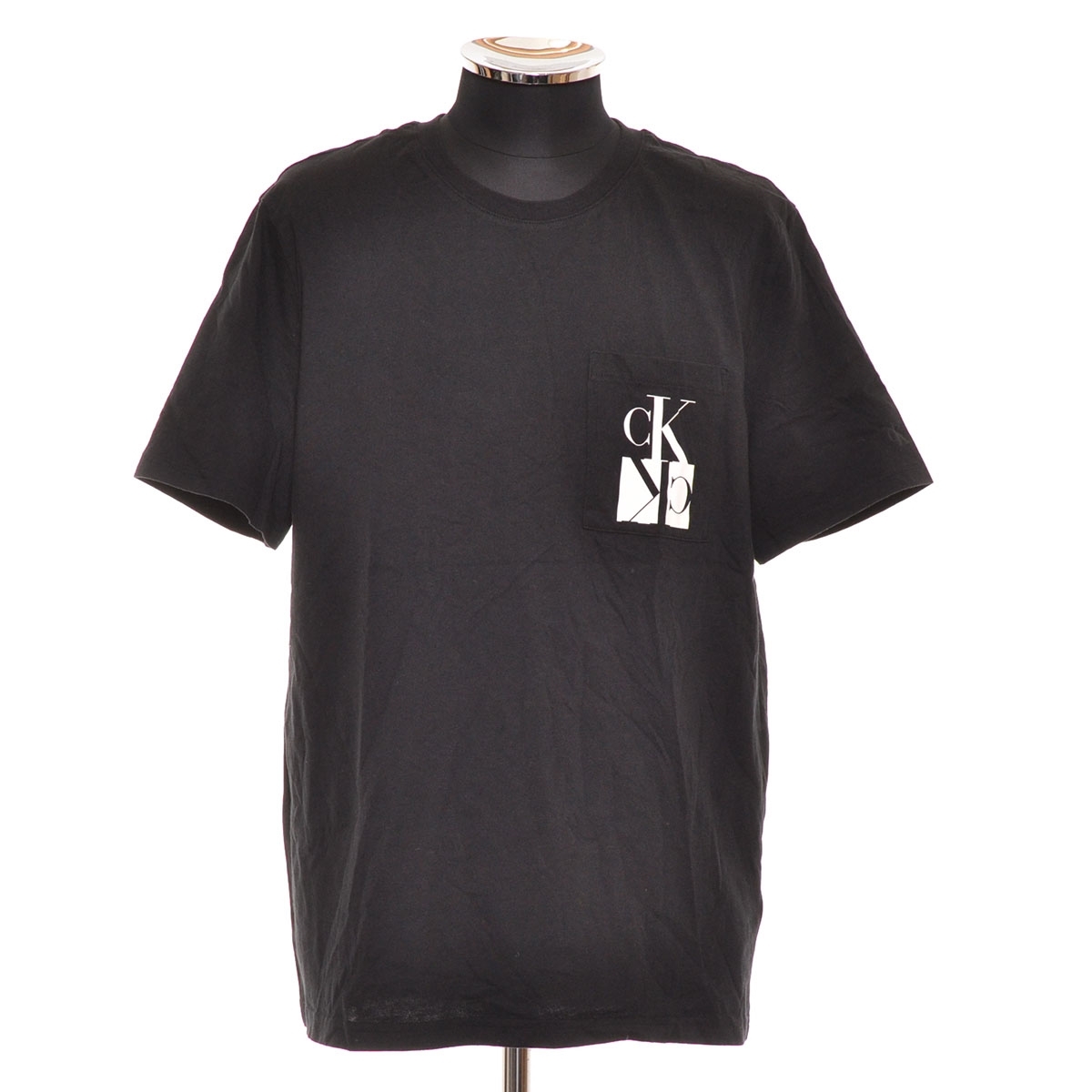 ●515036 Calvin Klein カルバンクライン ●ポケットTシャツ 半袖 ミラード モノグラム ロゴ ZM1606 サイズL メンズ ブラック拍卖