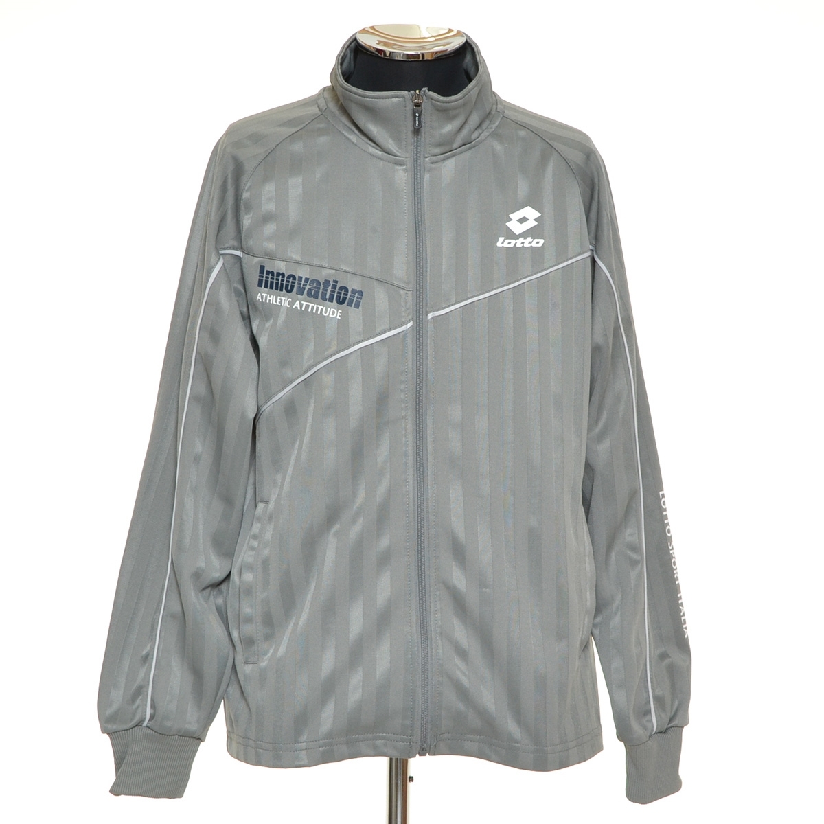 〇479175 LOTTO ロット ○トラックジャケット ジャージ サイズM メンズ グレー ストライプ拍卖