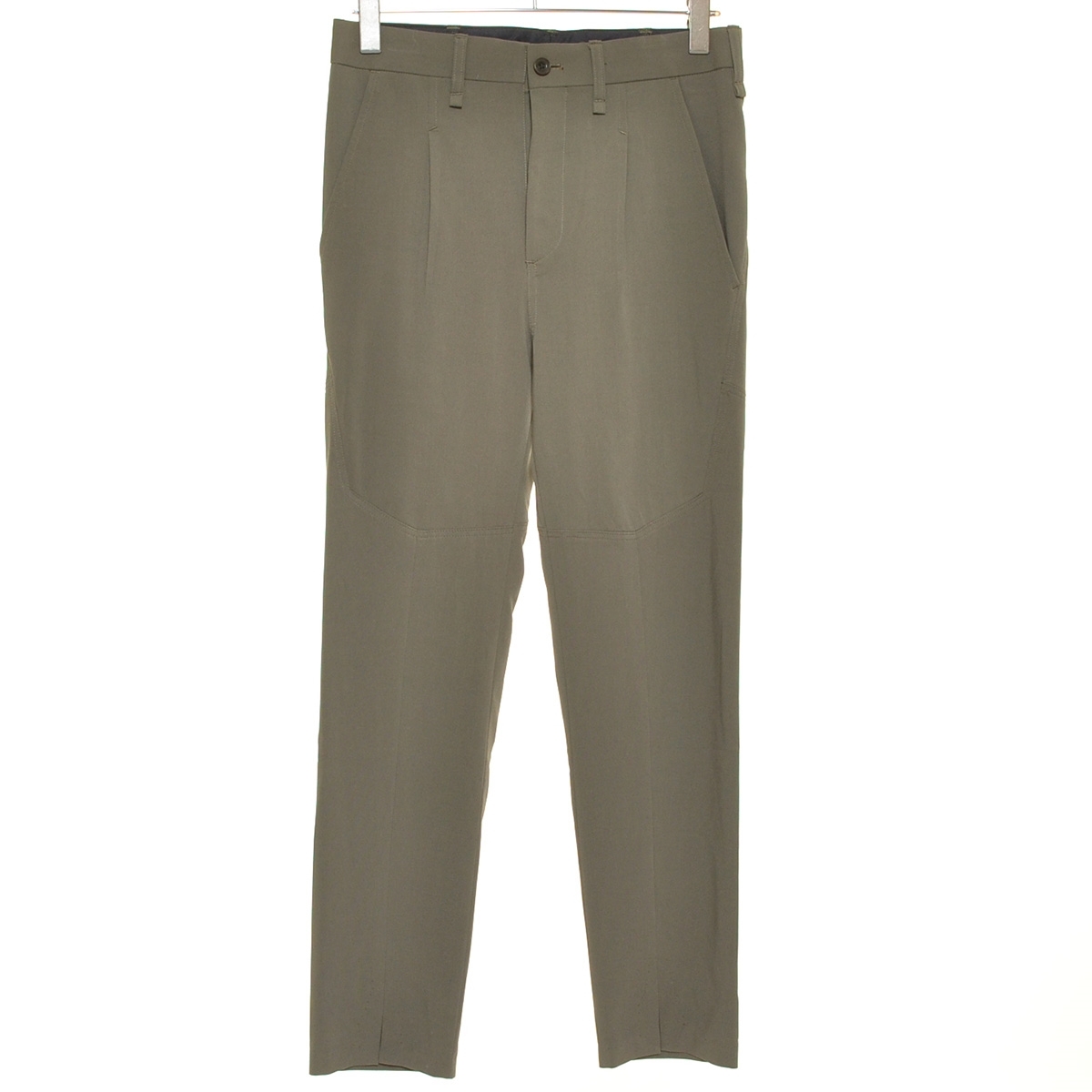 ●477127 Iroquois イロコイ ●TR 2WAY ドライギャバ 裾スリット タックパンツ サイズ1 メンズ カーキ グリーン拍卖