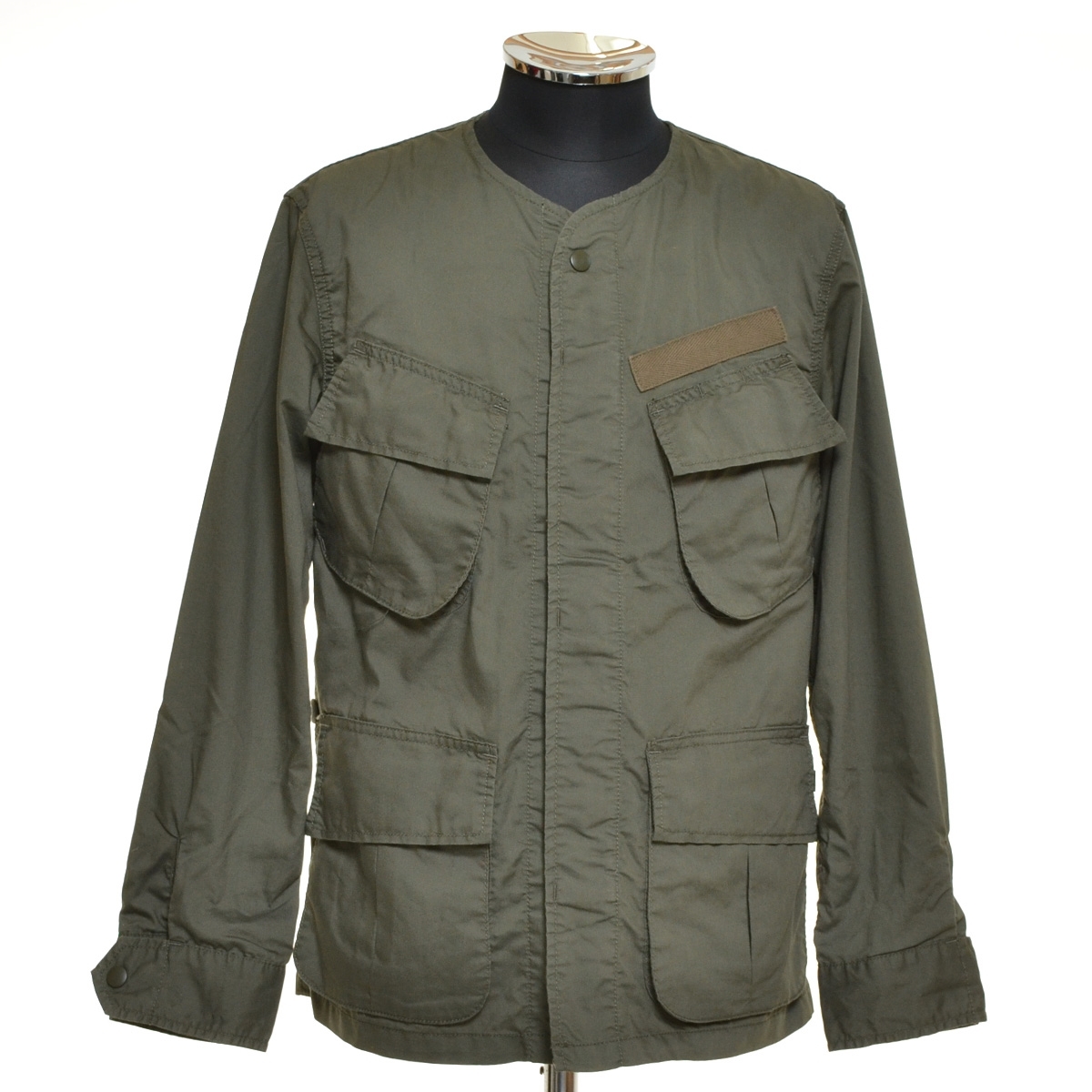 ●487608 ALPHA アルファ ●ノーカラージャケット ファティーグジャケット TA1138-8019 サイズS メンズ カーキ グリーン拍卖