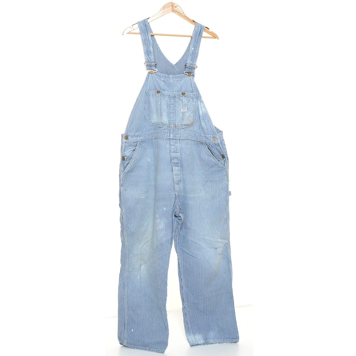●473413 Lee リー ●オーバーオール 70s USA製 ヴィンテージ メンズ ブルー ストライプ拍卖
