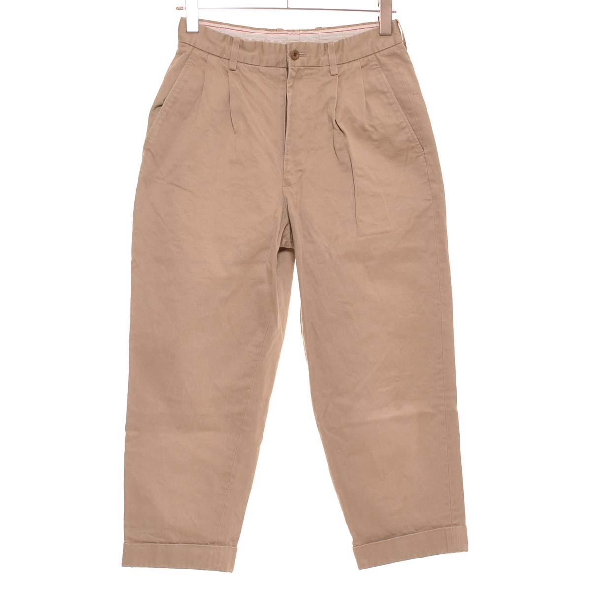 〇510904 SCYE サイ ○チノパンツ ツープリーツ タック 裾ダブル サイズ38 メンズ 日本製 ベージュ拍卖
