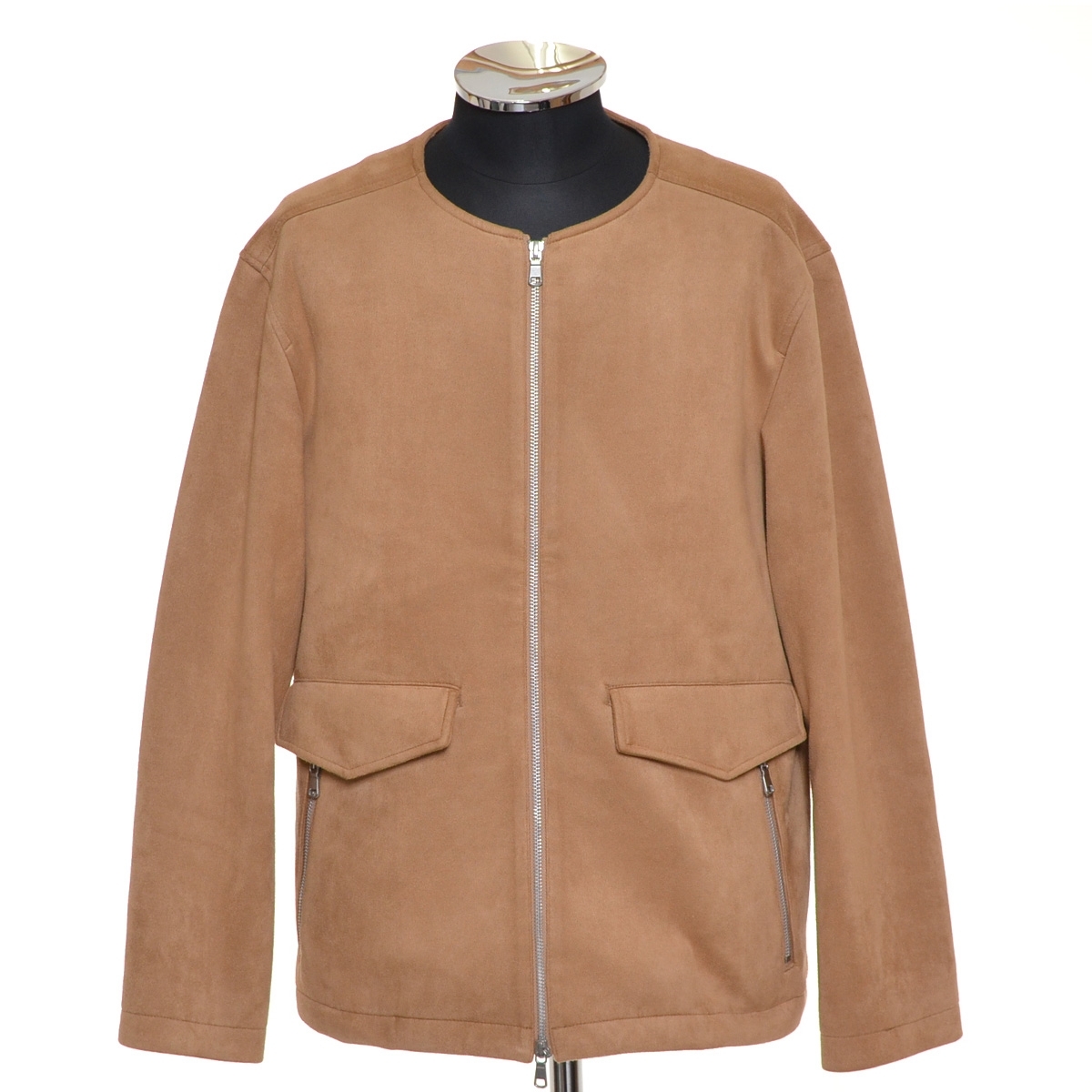 〇493602 VOGUISH ヴォーギッシュ ◯ジャケット スエードテイストノーカラージャケット G0891FJM101 サイズM メンズ ベージュ拍卖