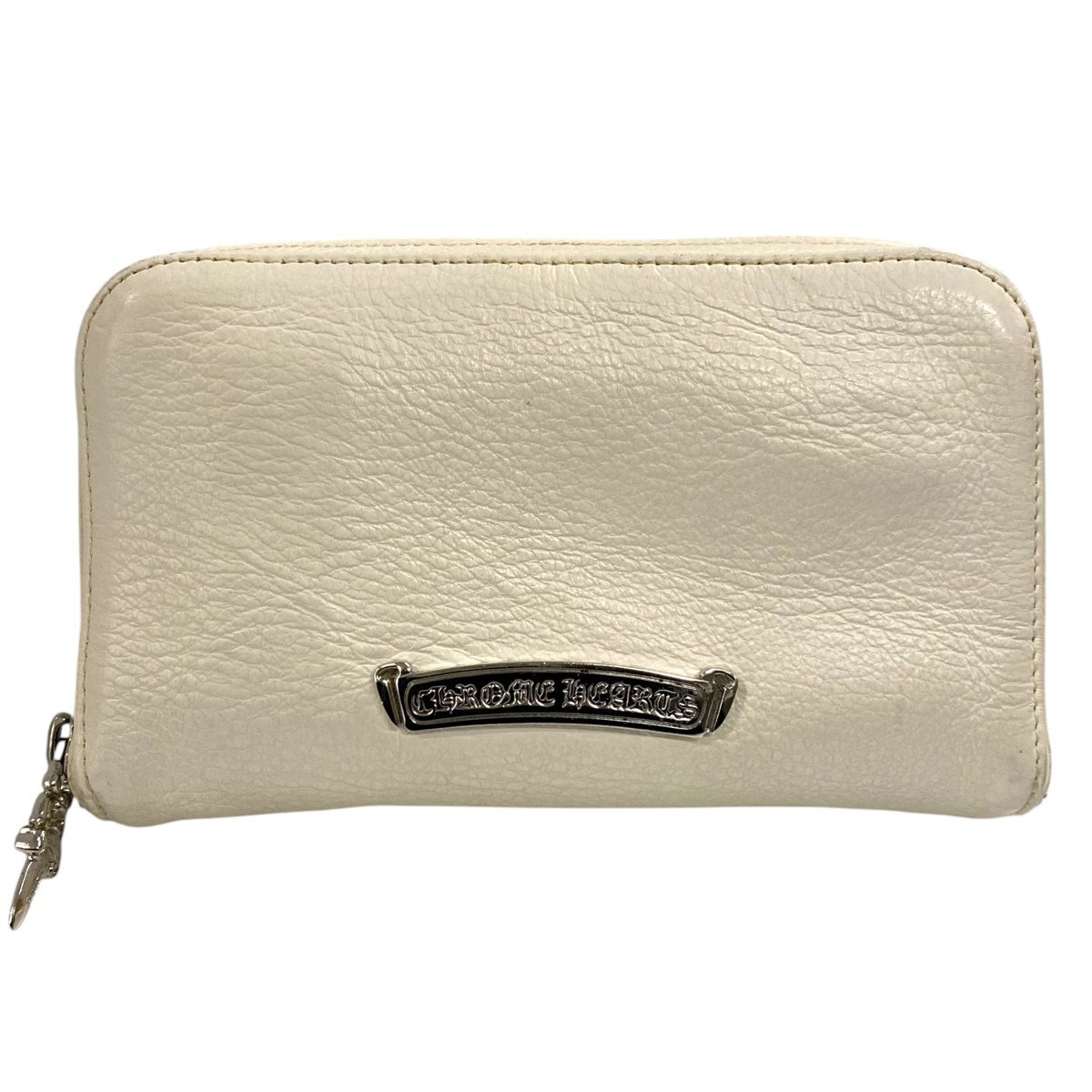 CHROME HEARTS クロムハーツ REC F ZIP MINI コンパクトウォレット ラウンドファスナー 二つ折り財布 ホワイト メンズ レディース【中古】拍卖