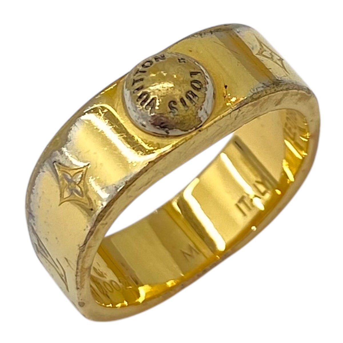 LOUIS VUITTON ルイヴィトン ナノグラム リング M00211 約13号 Mサイズ ゴールド系 指輪 フラット レディース【中古】拍卖