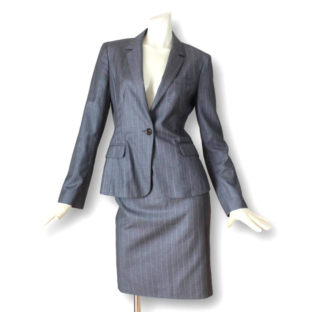 19【極美品】ユナイテッドアローズ スカートスーツ 上40 下36 ★未使用に近い★ 上L 下S tqe UNITED ARROWS グリーンレーベル リラクシング拍卖