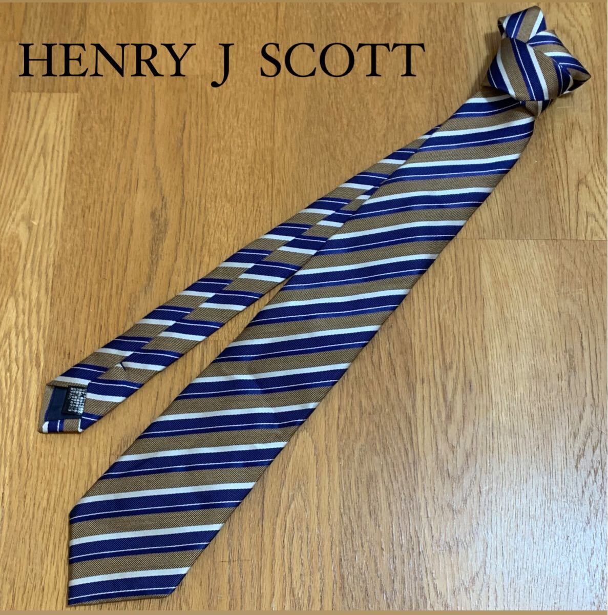 【HENRY J SCOTT】シルクネクタイ ストライプ拍卖