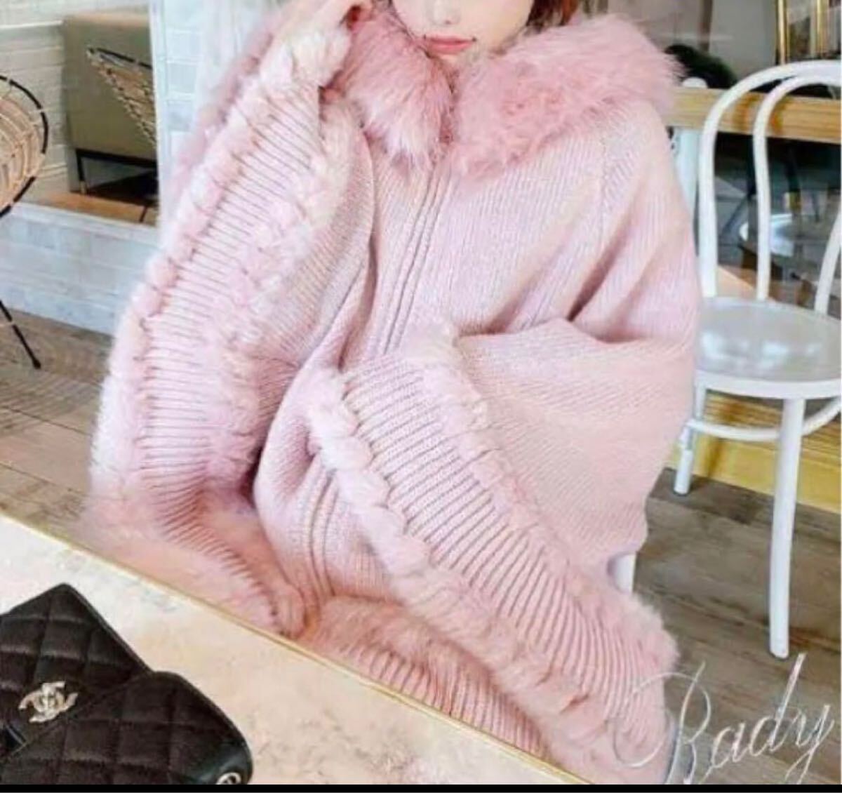 新品タグ付RADY フード付きニットファーポンチョ拍卖