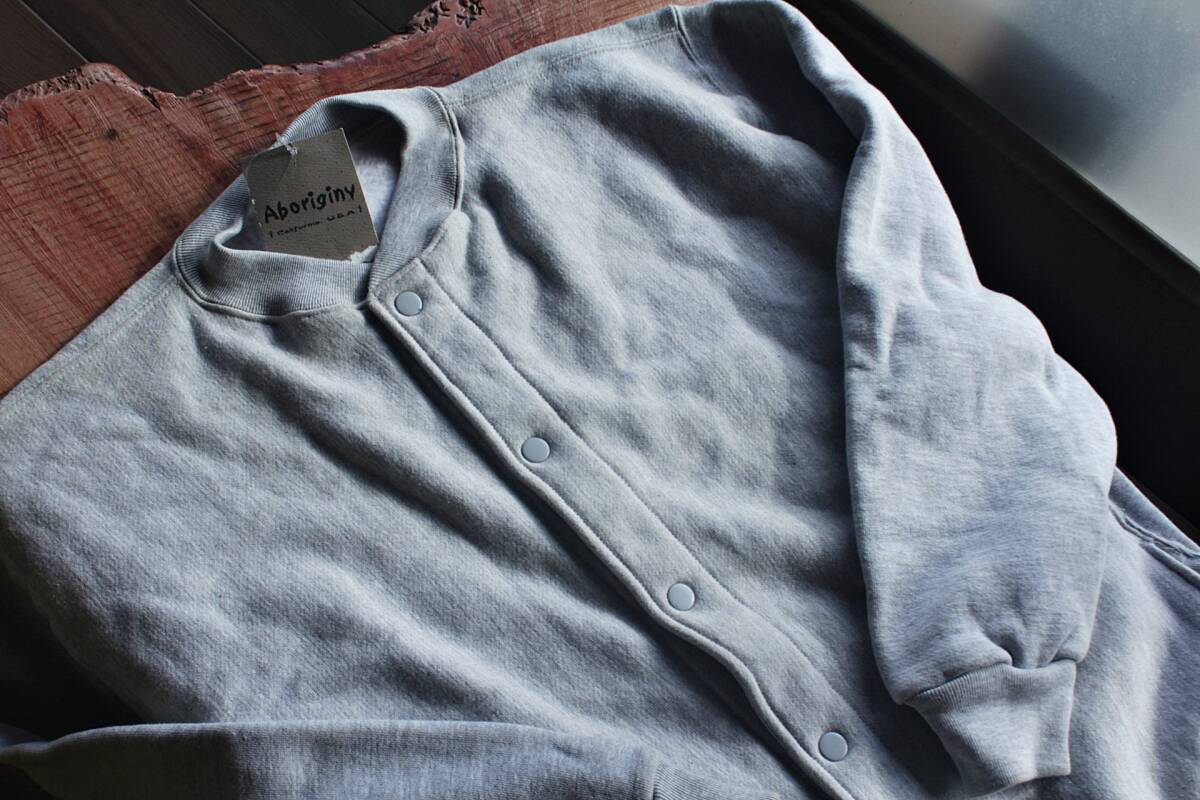 Aboriginy(アボリジニ)★ スナップスウェットジャケット新L 杢グレー★リバースウィーブ拍卖