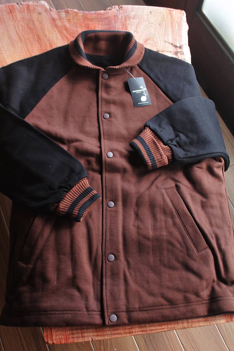 MANGROVE(マングローブ)★ リバーシブル・スナップスウェットジャケット新L BR×BK★裏サーマル拍卖