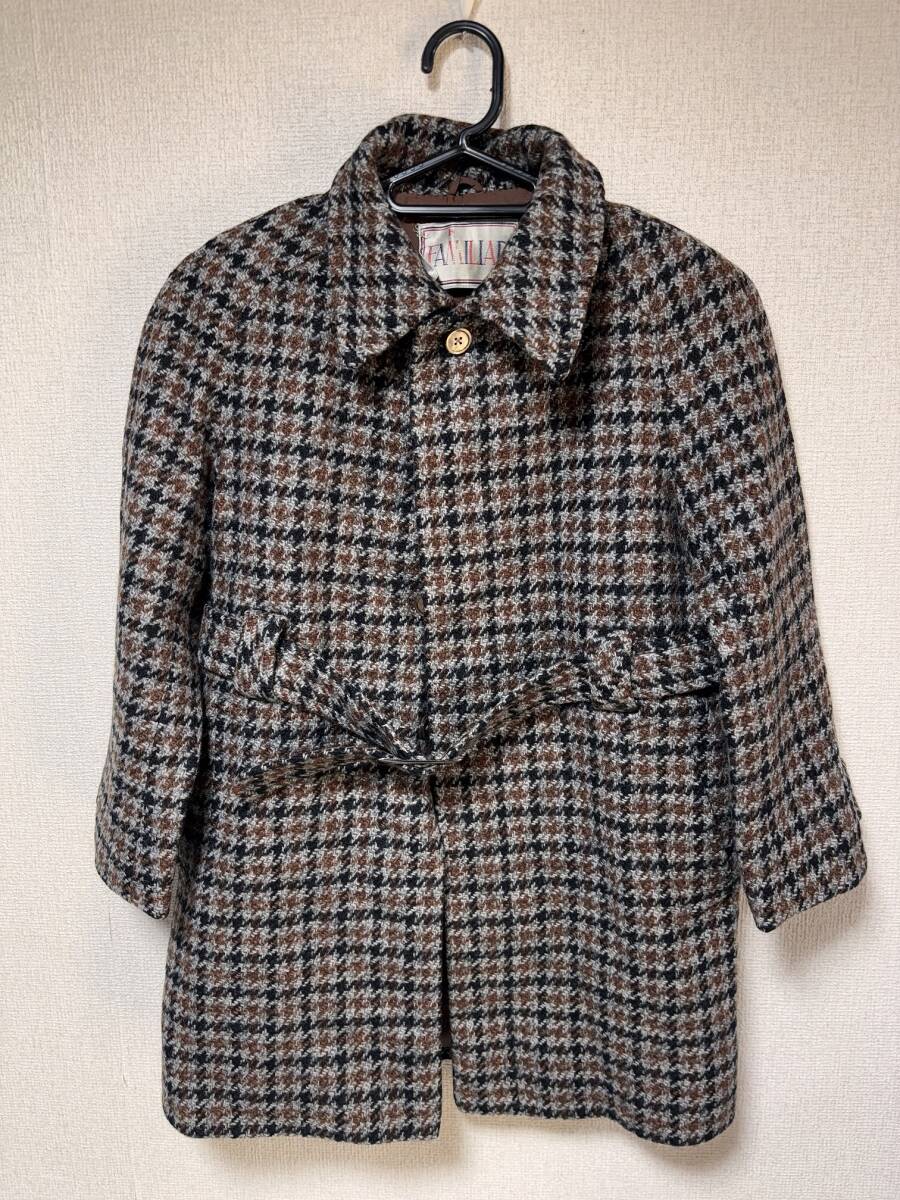 d3168◆希少!70s◆ファミリアFAMILIARキッズ千鳥格子ウールコート9◆旧タグ拍卖