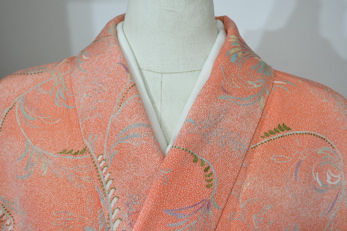 小紋 着物 袷 草 束 身丈160cm 裄丈67cm ★ kb-6492 桜庭呉服店拍卖