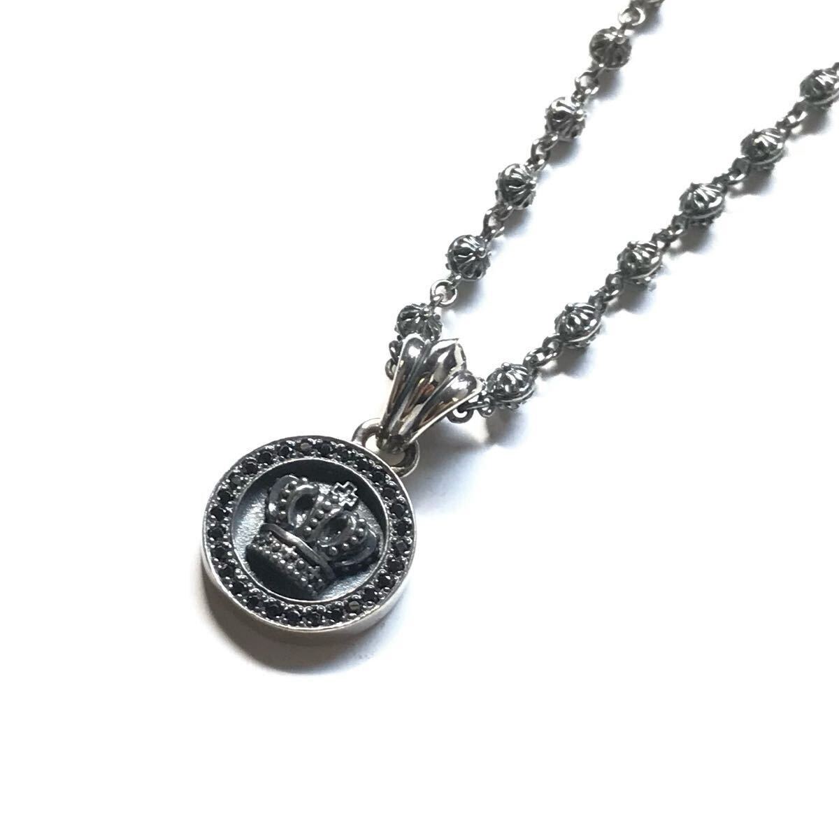 ライオンハート LION HEART シルバー925 sterling ブラック クラウン クロス クロスボール ネックレス デザイン チェーン A&G 拍卖