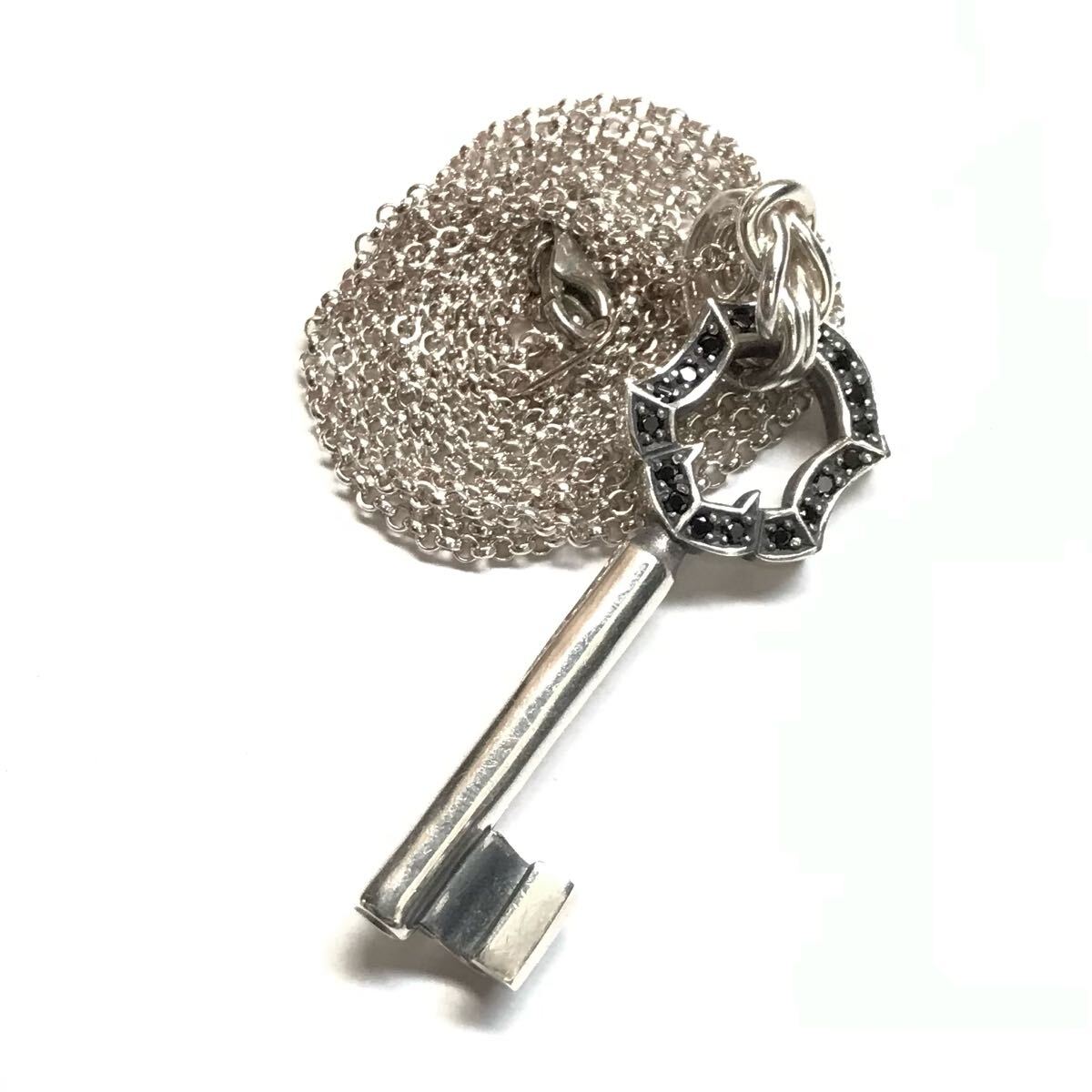 ライオンハート LION HEART シルバー925 sterling ブラック ファング キー 鍵 KEY ネックレス ロング チェーン拍卖