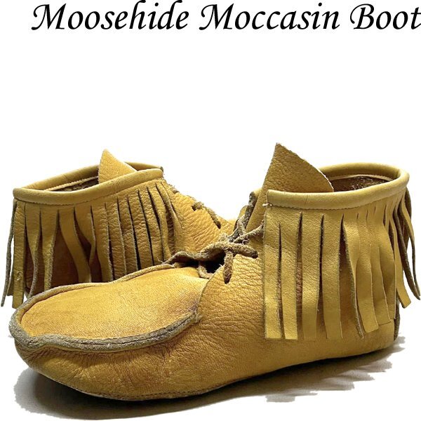 1点物◆フリンジ付モカシンブーツ革靴レザーシューズ古着メンズ27レディースOKアメカジ90sストリート/スポーツ革靴28ワークブーツ348062拍卖