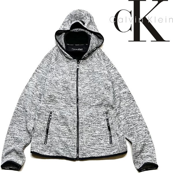 1点物◆カルバンクラインCKフリースジャケットパーカー古着メンズレディースOKアメカジ90sストリートスポーツブランド色グレー黒白348119拍卖