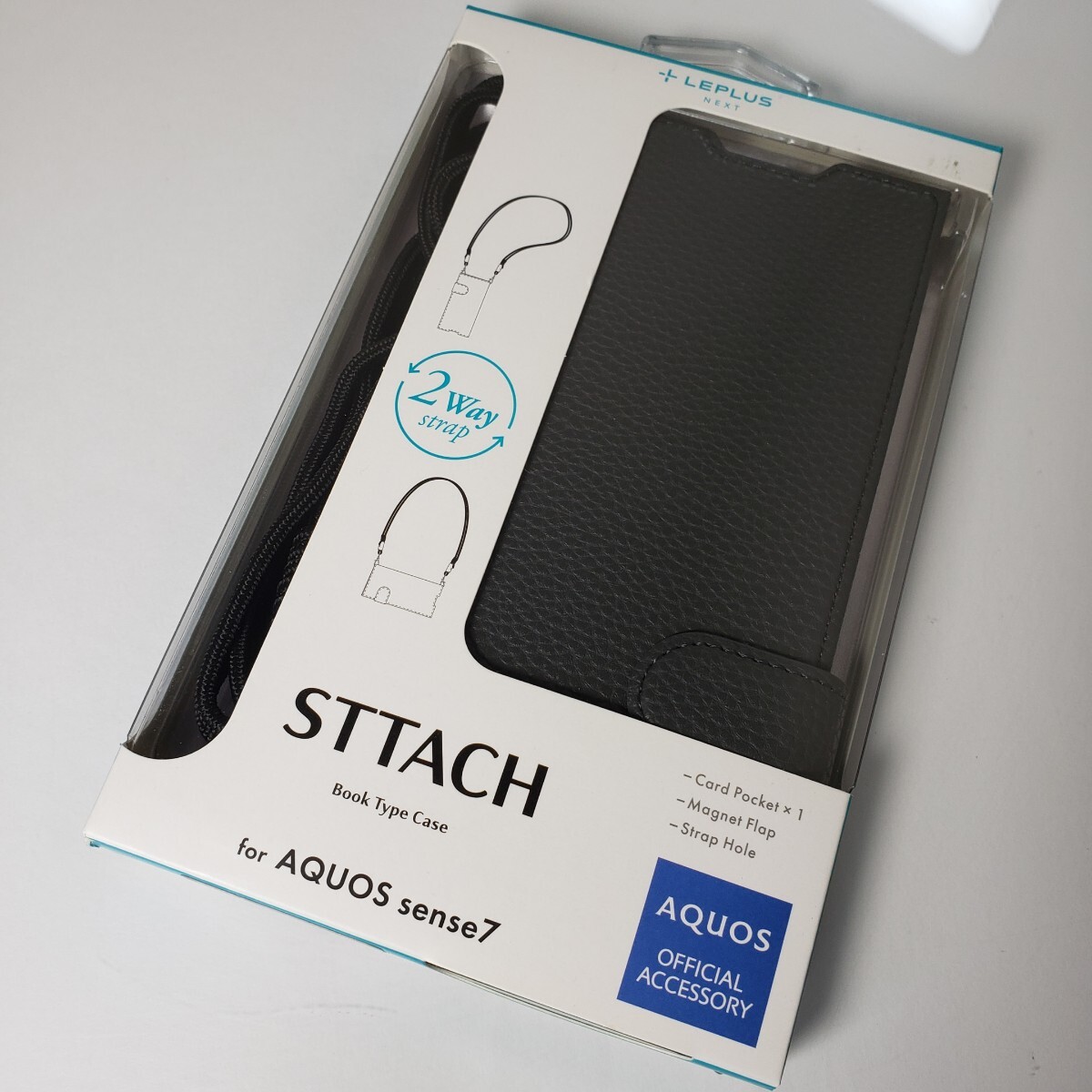 AQUOS sense7 手帳型ケース ブラック ショルダーストラップ 1390拍卖