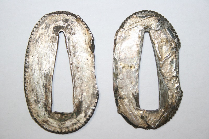 高級時代物切羽 大型銀着せ切羽1組 分厚い!R⑥拍卖