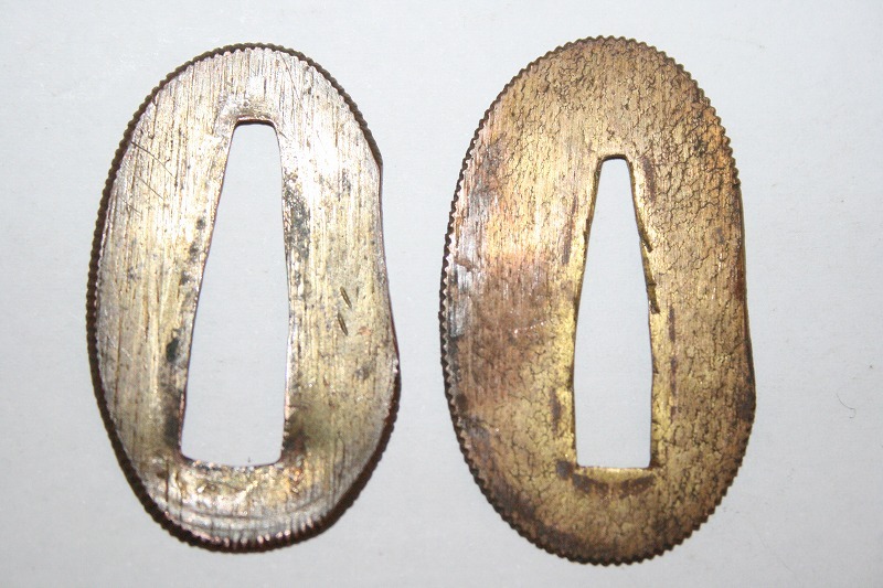 時代物本歌 金鍍金銅地切羽2枚1組 分厚い!Sー⑥拍卖