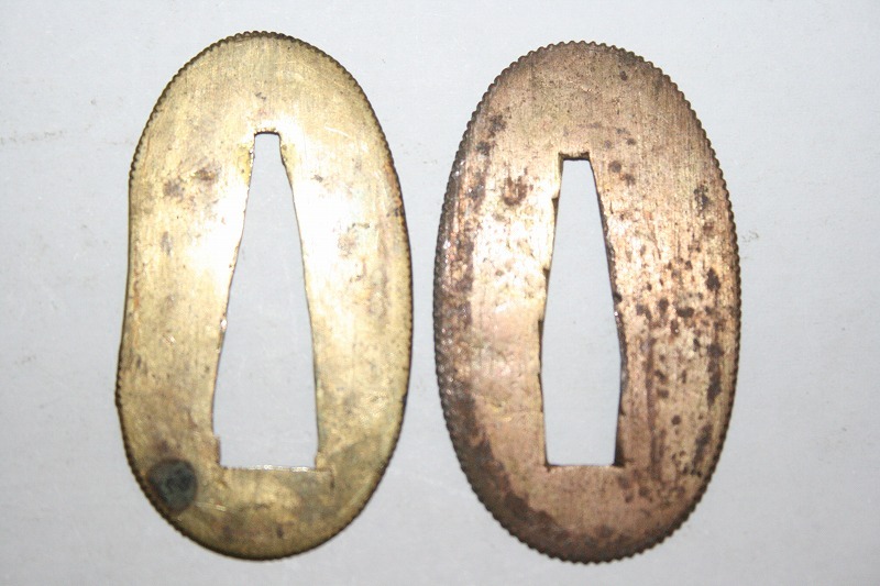 真鍮地切羽2枚1組 Sー⑲拍卖